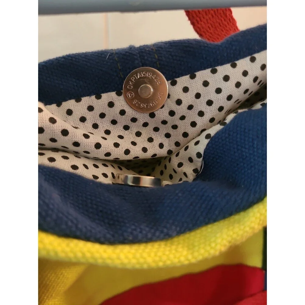 80s Style Multicolor tote bag Colorblock Patch Work Canvas Bag